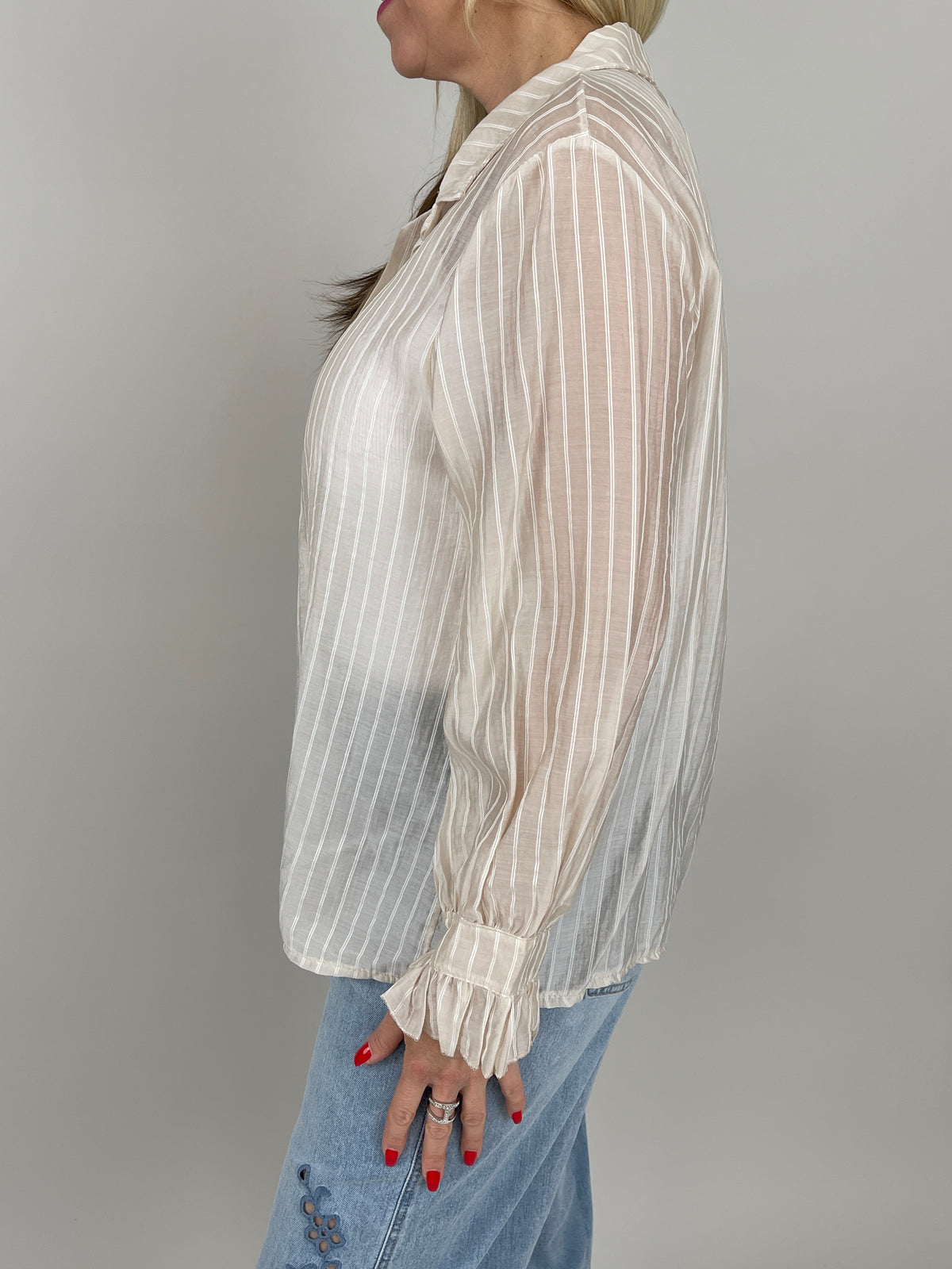 Bluse leicht gecrinkelt in Beige