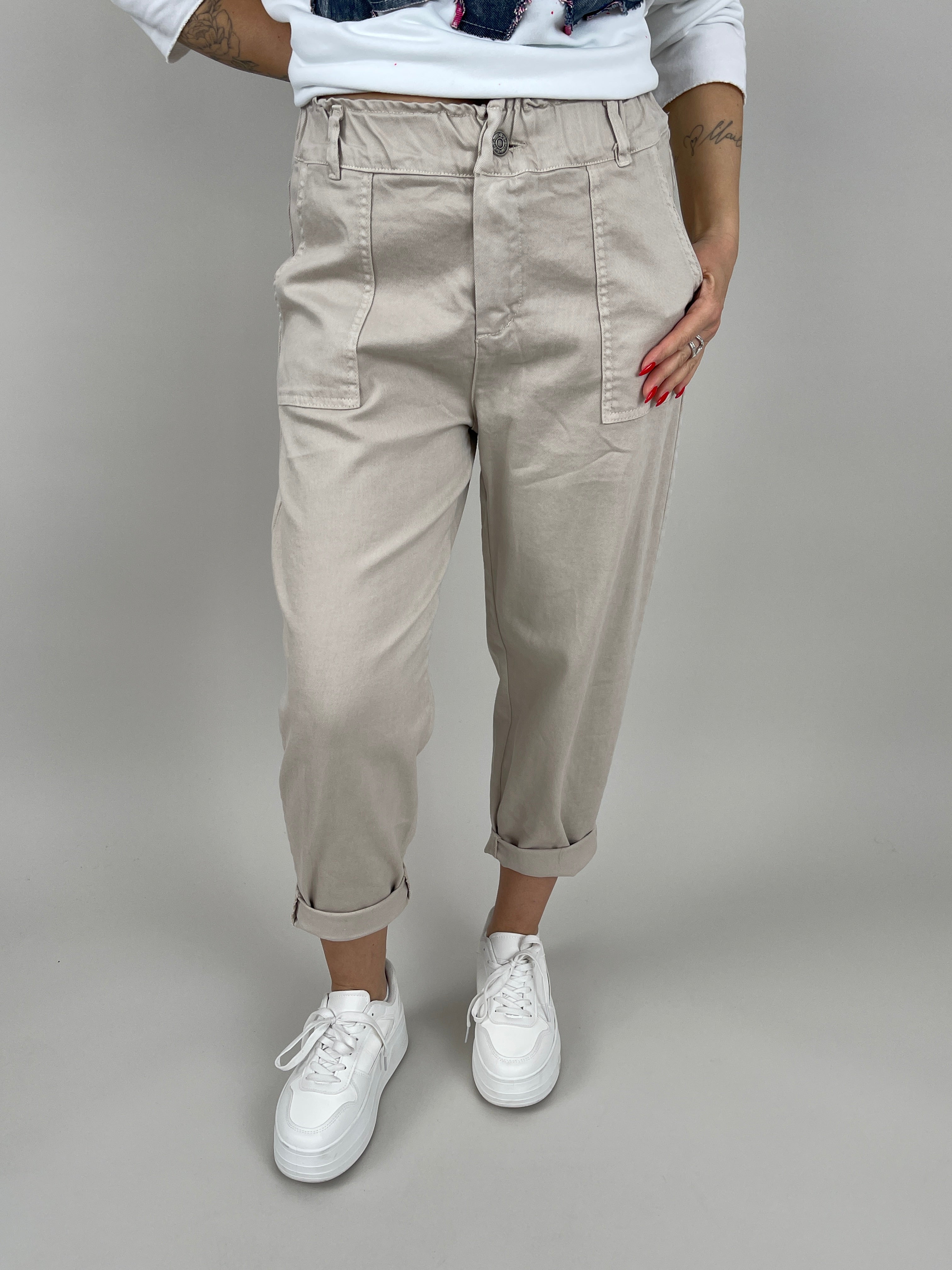 Jeans Ballon Schnitt in Beige