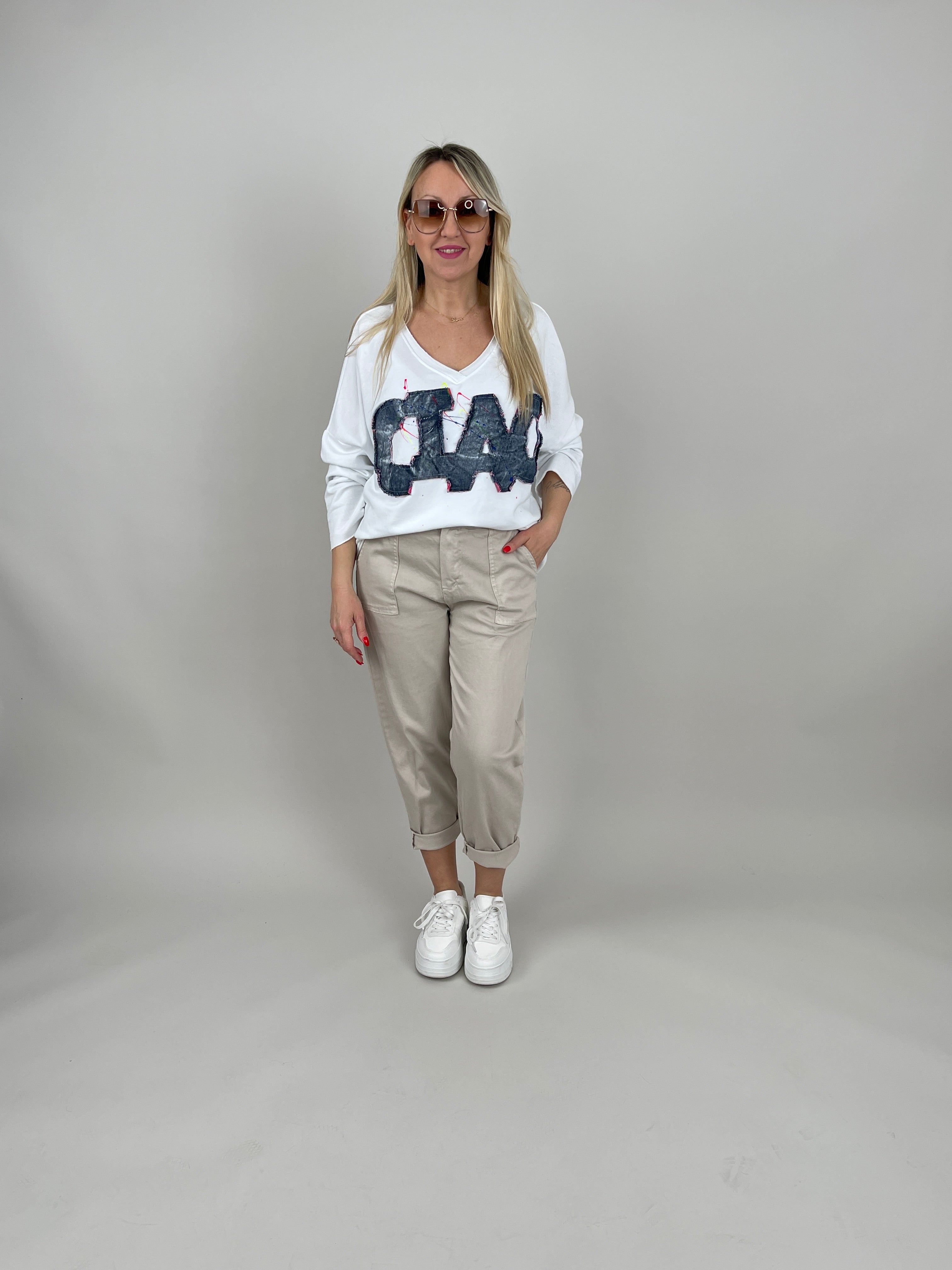 Jeans Ballon Schnitt in Beige