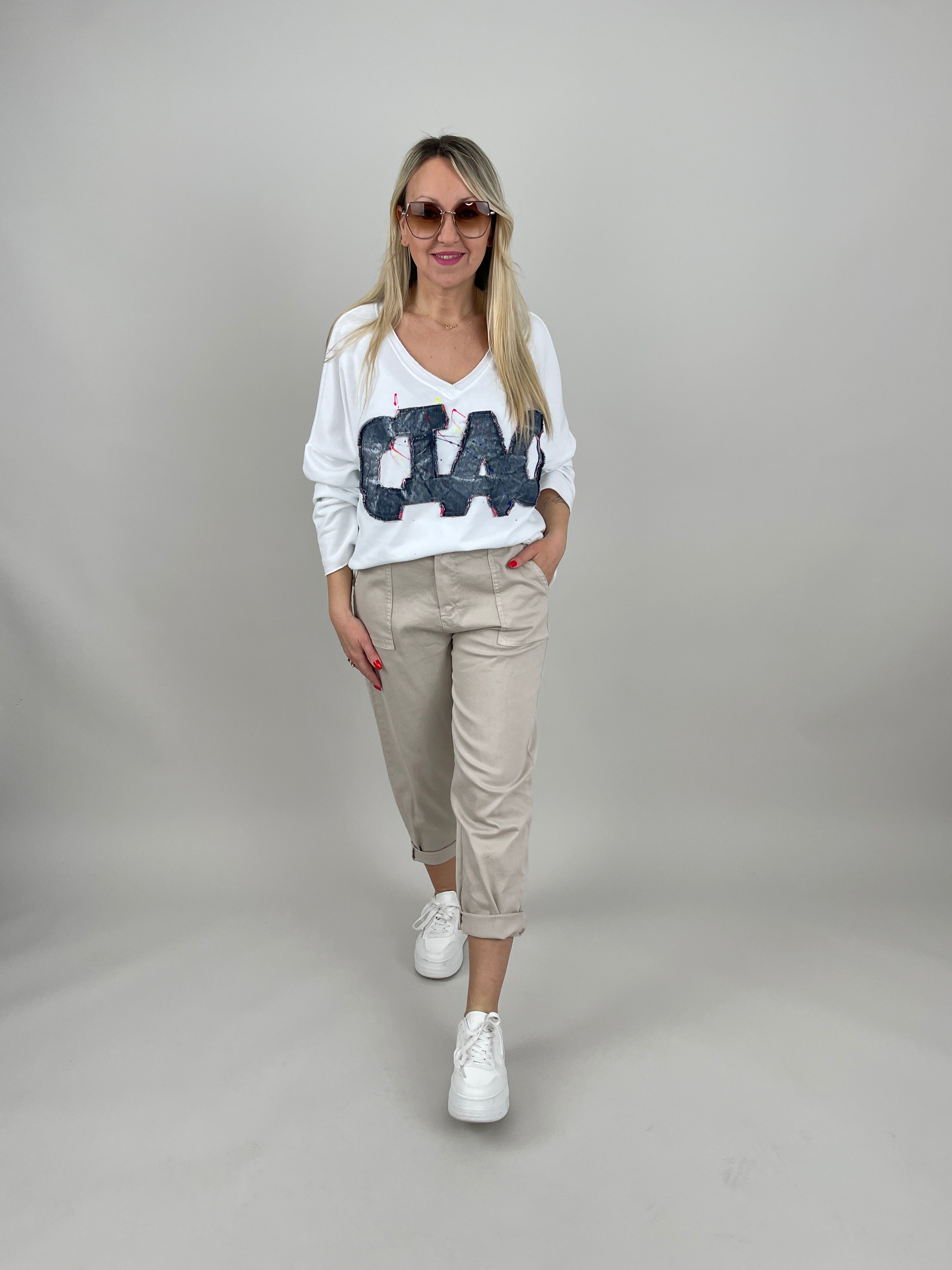 Jeans Ballon Schnitt in Beige