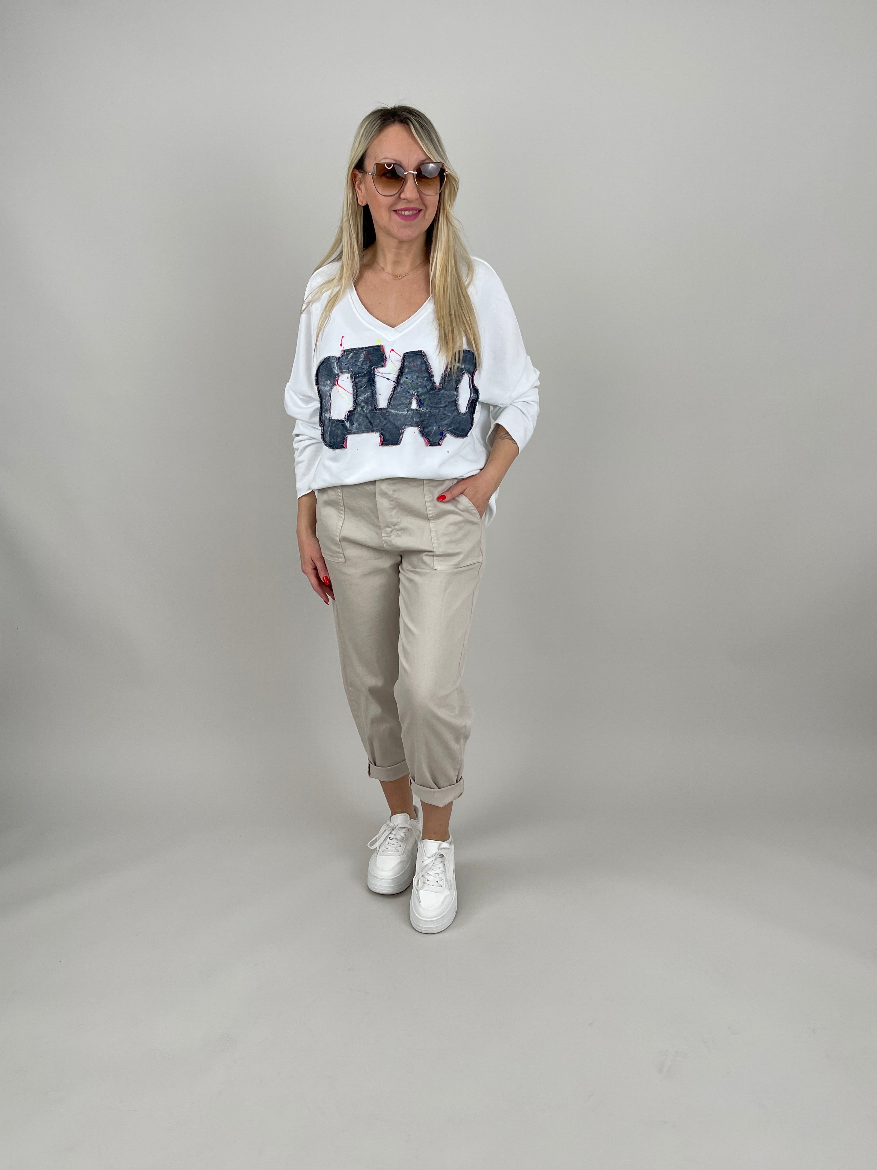 Jeans Ballon Schnitt in Beige
