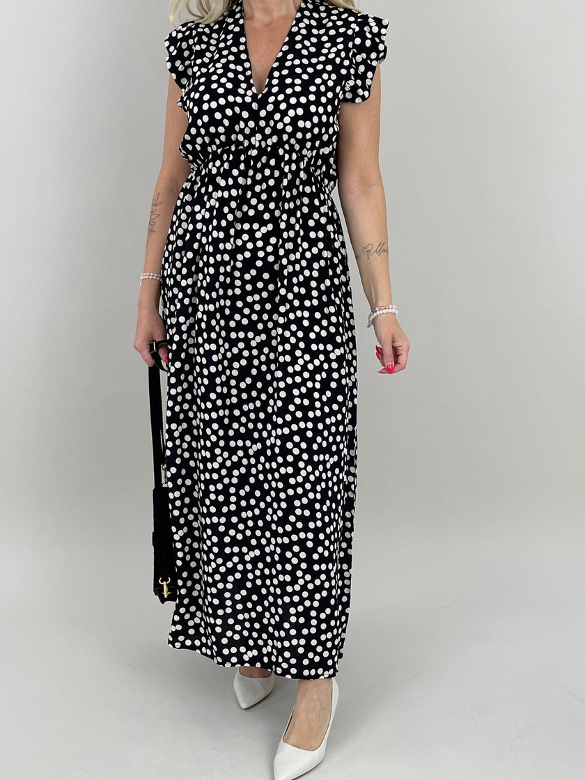Kleid Maxi Punkte in Schwarz/Weiß Artikel 6115