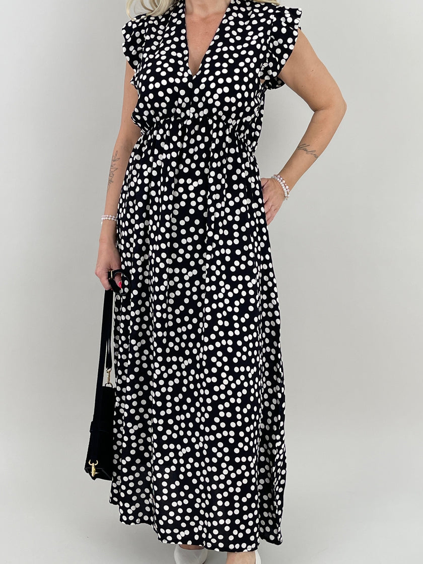 Kleid Maxi Punkte in Schwarz/Weiß Artikel 6115