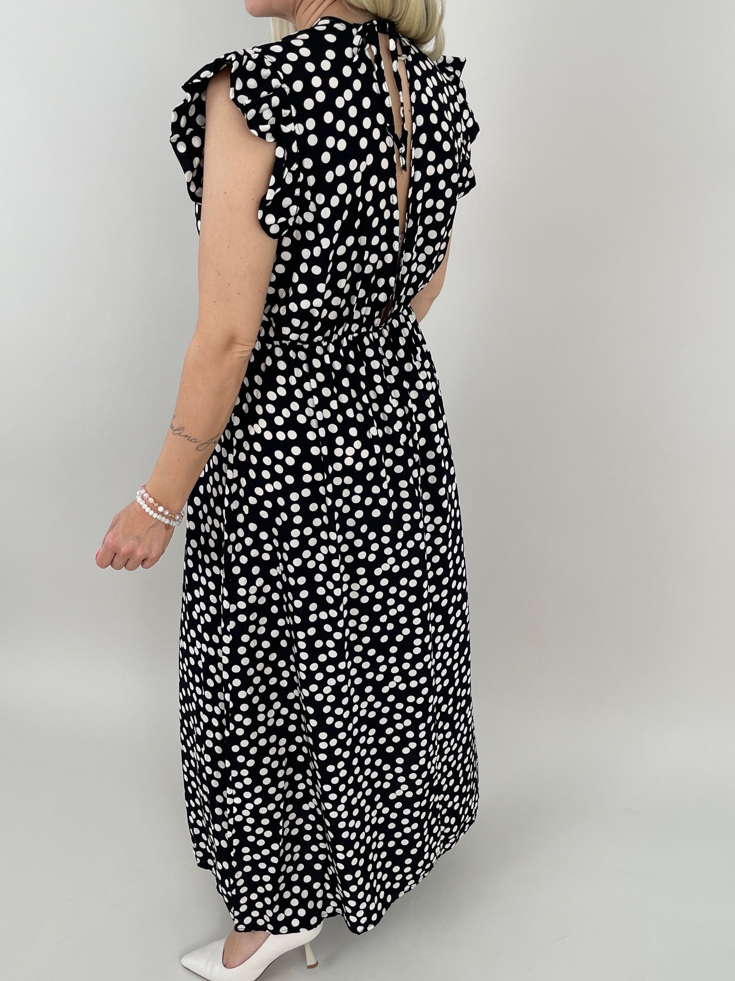 Kleid Maxi Punkte in Schwarz/Weiß Artikel 6115