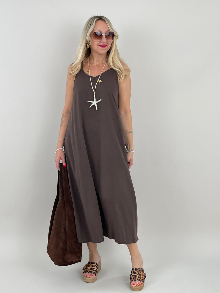 Kleid Maxi mit Glitzer-Trägern in versch. Farben