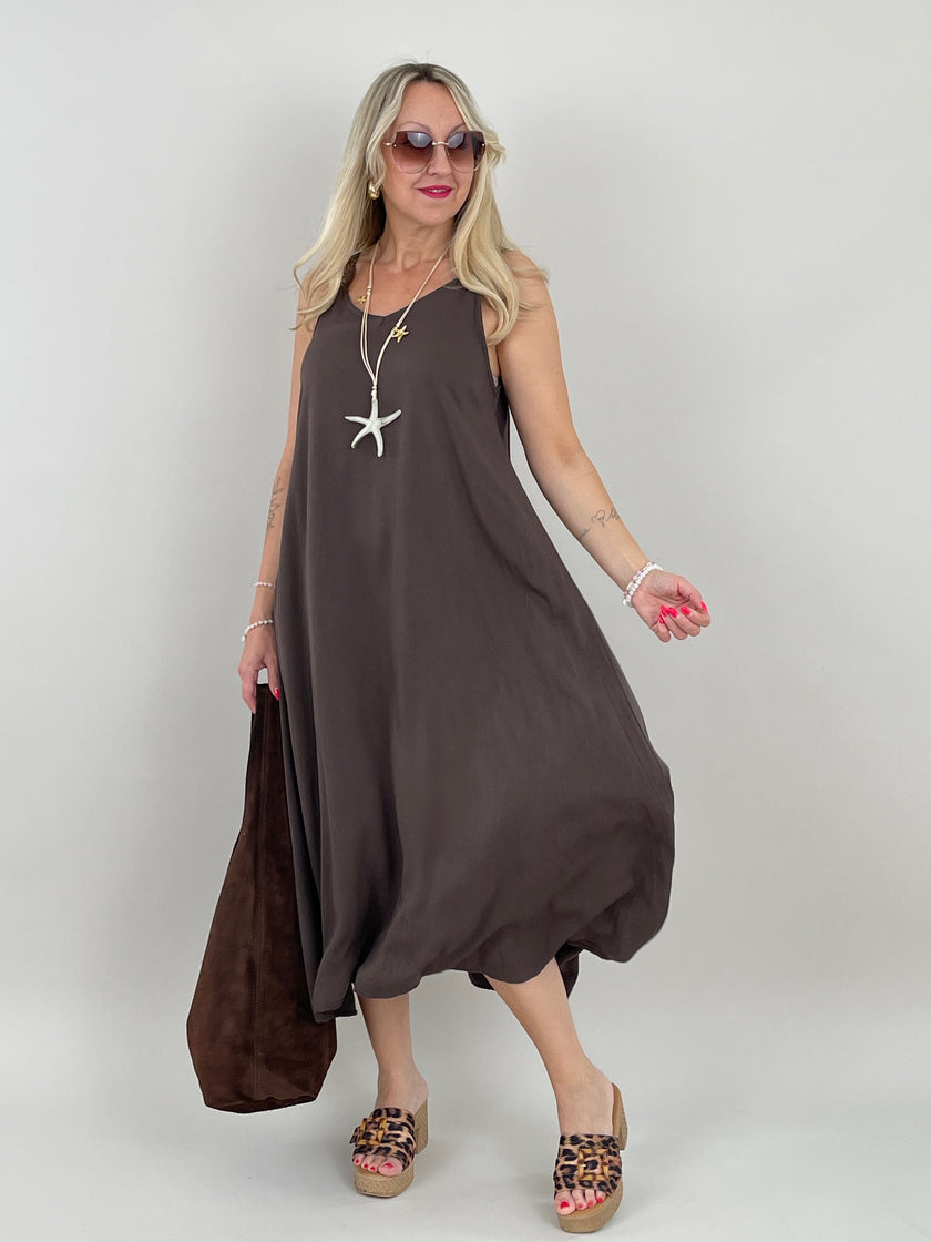 Kleid Maxi mit Glitzer-Trägern in versch. Farben