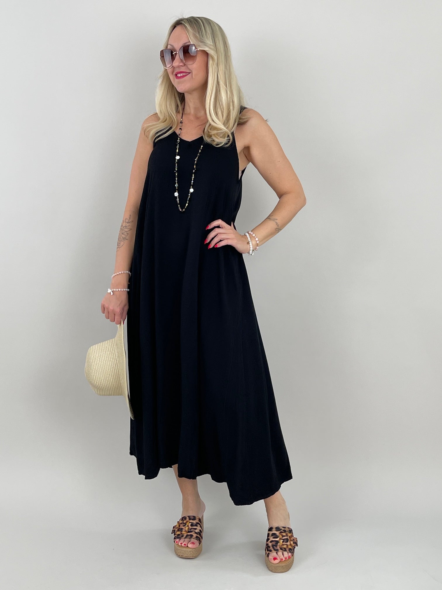 Kleid Maxi mit Glitzer-Trägern in versch. Farben Artikel 6111