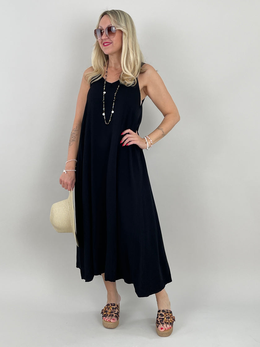 Kleid Maxi mit Glitzer-Trägern in versch. Farben