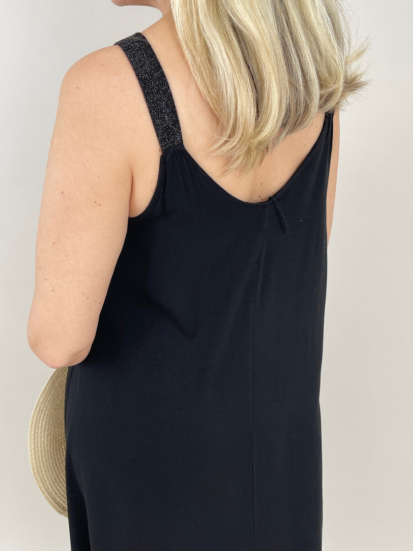 Kleid Maxi mit Glitzer-Trägern in versch. Farben