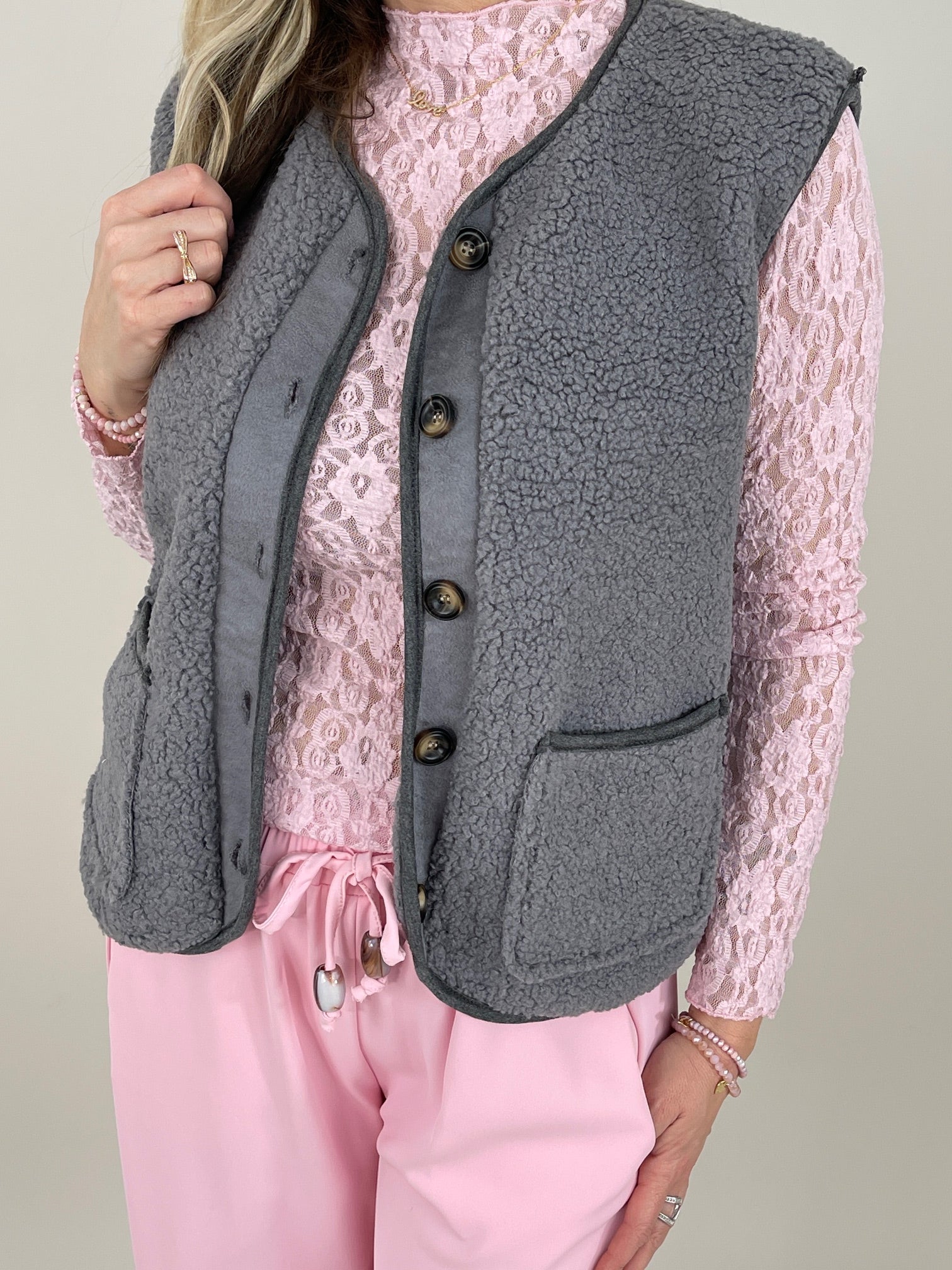 Weste Teddy in Grau Art. 6779