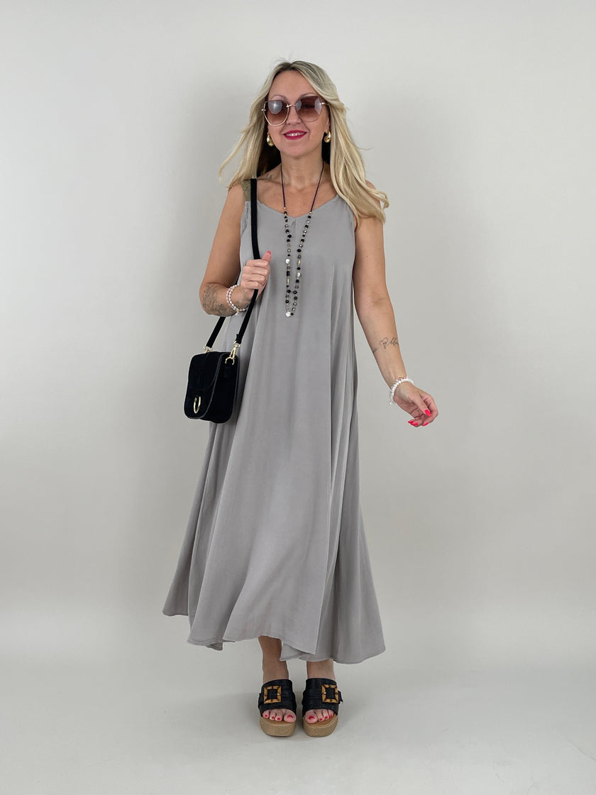 Kleid Maxi mit Glitzer-Trägern in versch. Farben