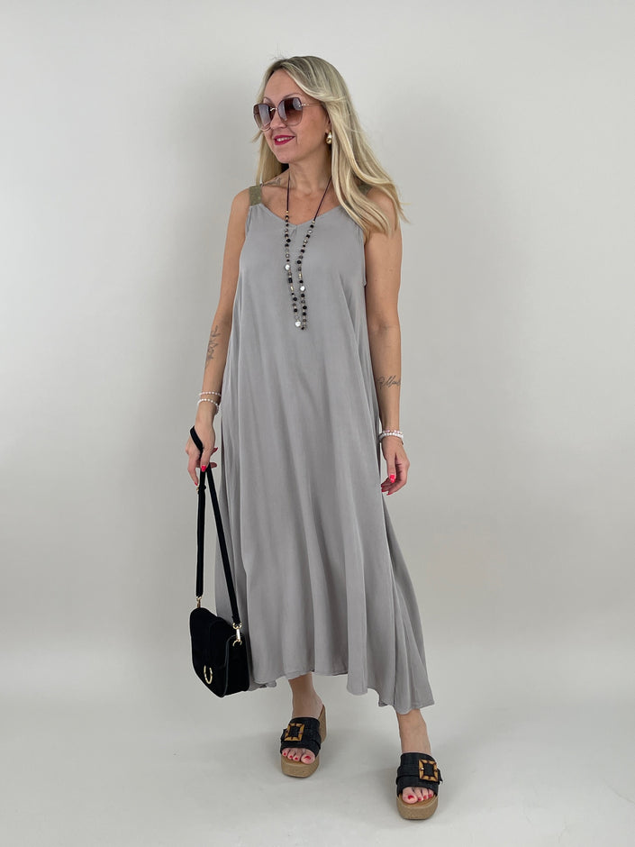 Kleid Maxi mit Glitzer-Trägern in versch. Farben Artikel 6111