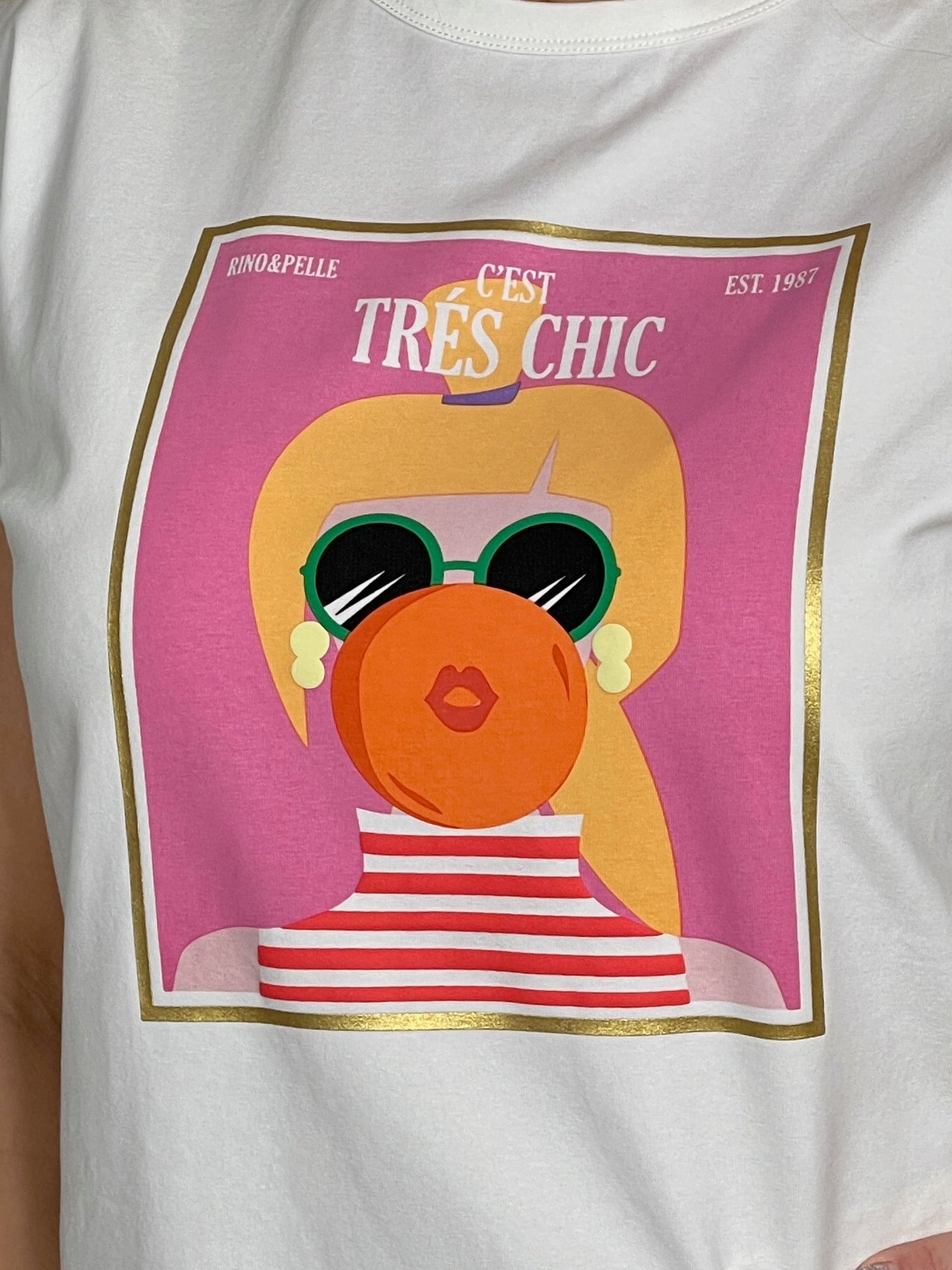 T-Shirt von Rino&Pelle mit Druck in Offwhite