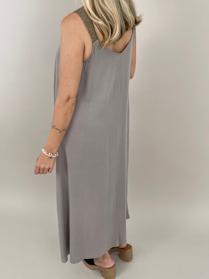 Kleid Maxi mit Glitzer-Trägern in versch. Farben Artikel 6111