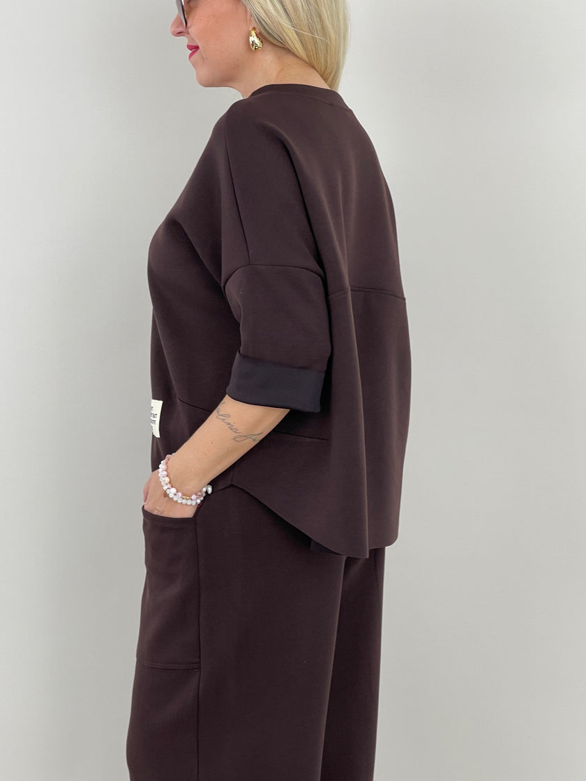 Sweatshirt 3/4 Arm in Mokka Artikel 6097