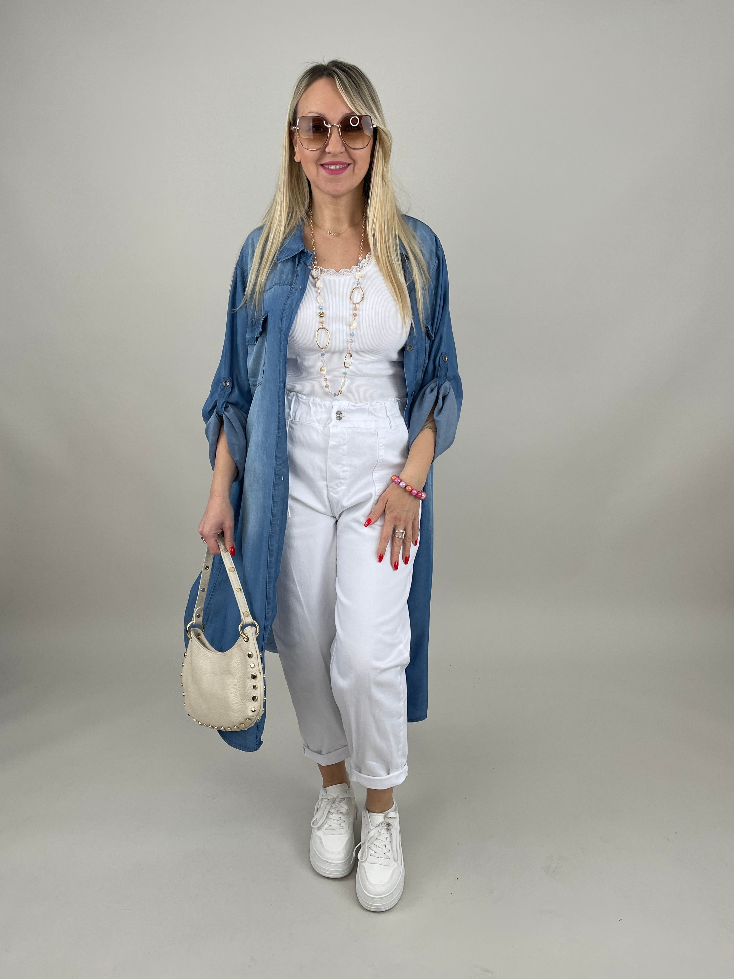 Hemd-Kleid in Jeans-Optik Dunkel
