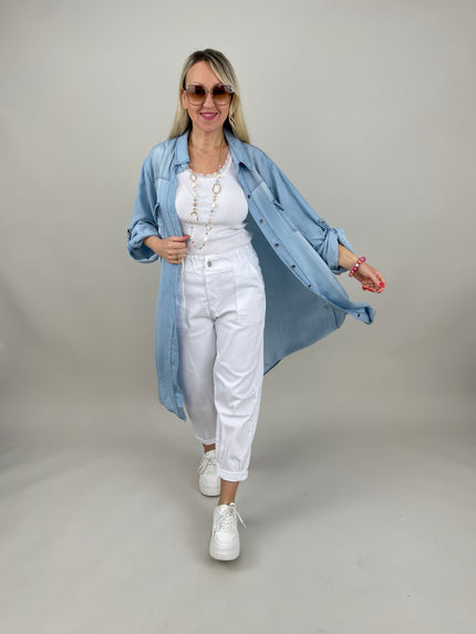 Hemd-Kleid in Jeans-Optik Hell