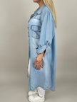 Hemd-Kleid in Jeans-Optik Hell
