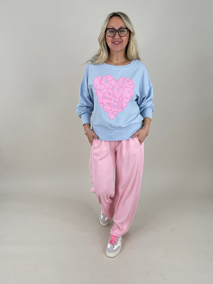 Sweatshirt mit Schriftzug in Hellblau Art. 6764