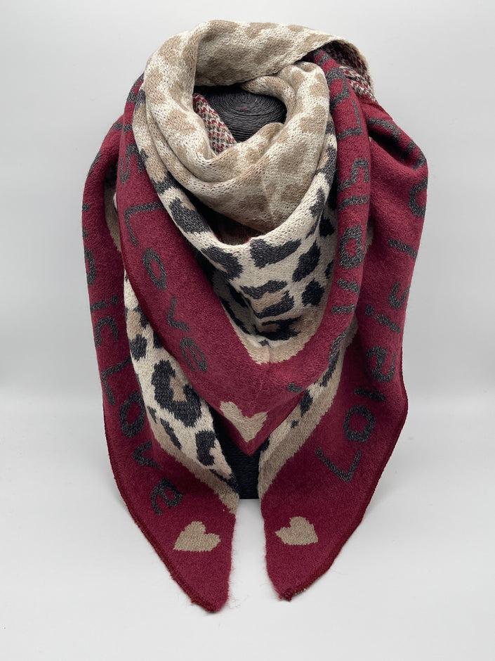 Dreieckstuch Leo Love Bordeaux Art. 6533