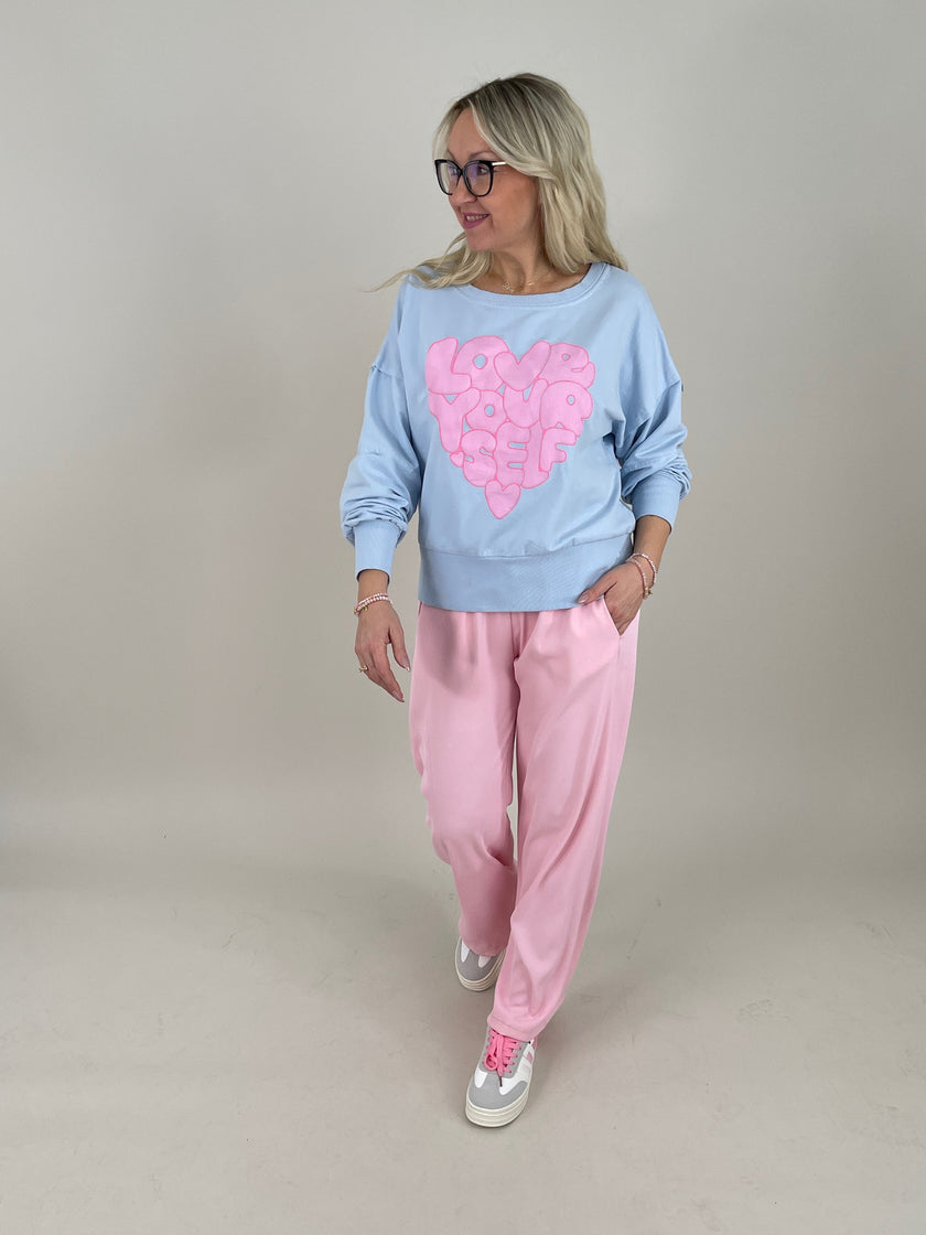 Sweatshirt mit Schriftzug in Hellblau Art. 6764