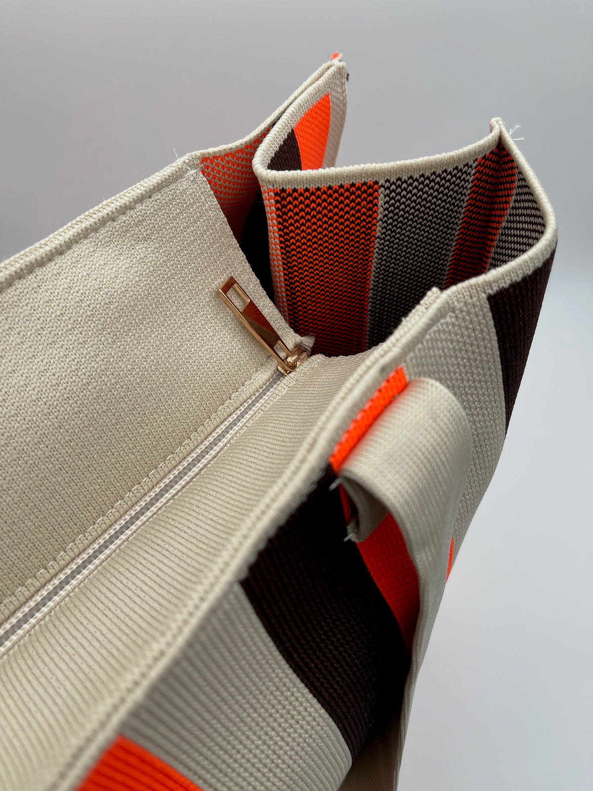 Tasche Streifen Mokka/Orange/Beige