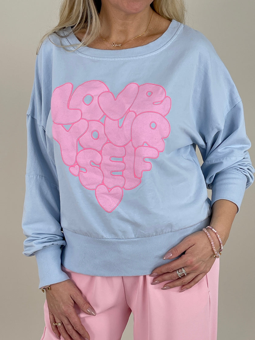 Sweatshirt mit Schriftzug in Hellblau Art. 6764