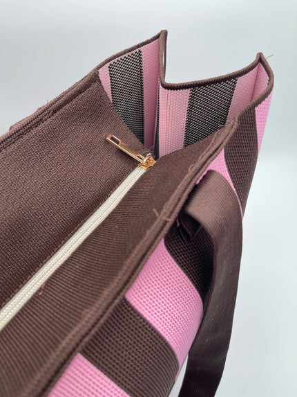 Tasche Streifen Mokka/Rosa Art. 6535
