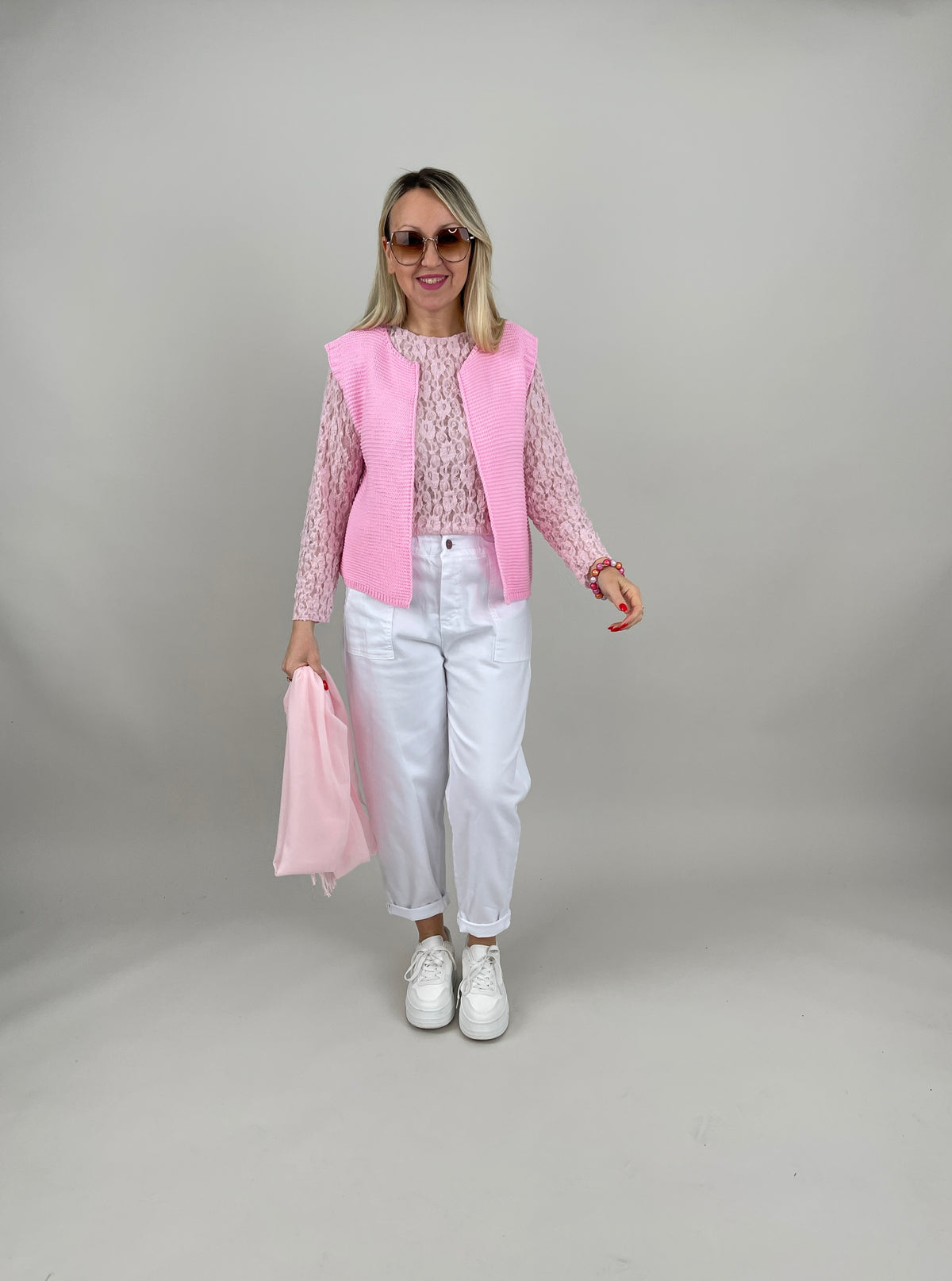 Strickweste in Rosa