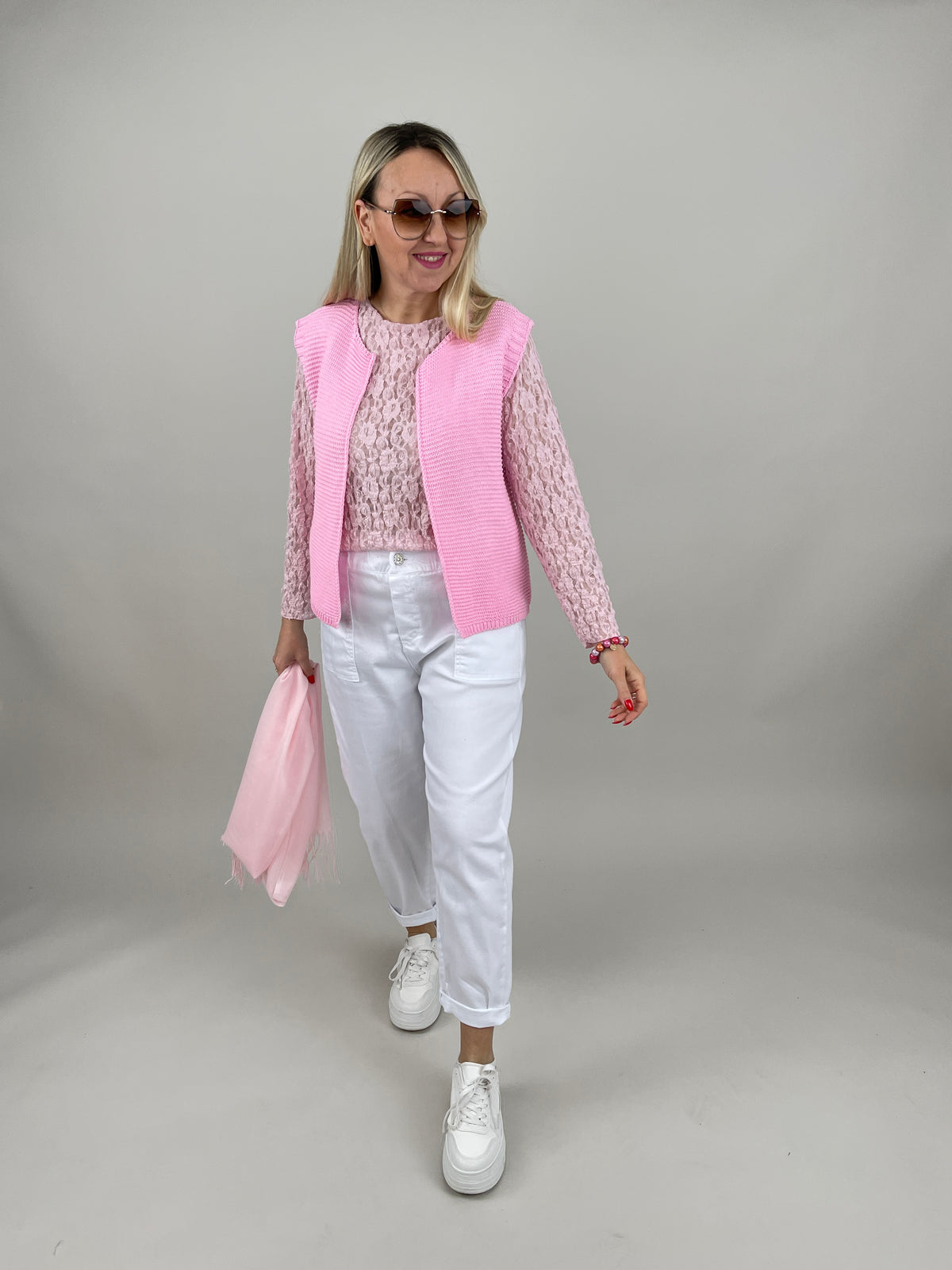 Strickweste in Rosa