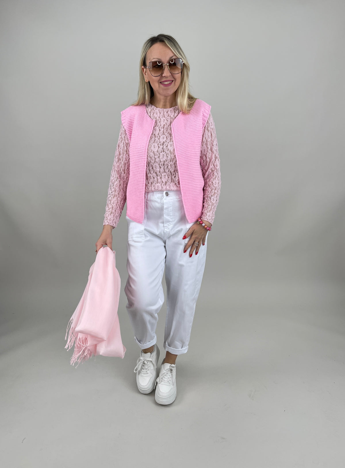 Strickweste in Rosa