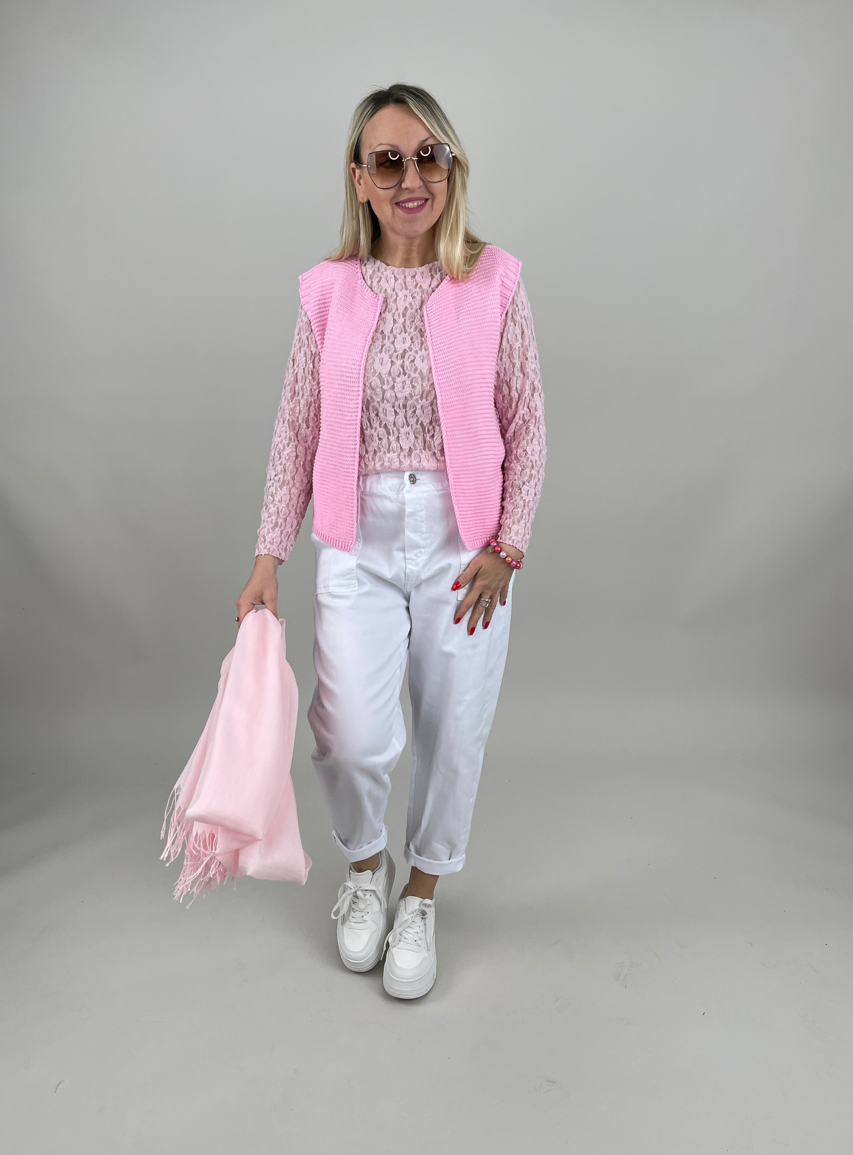 Strickweste in Rosa