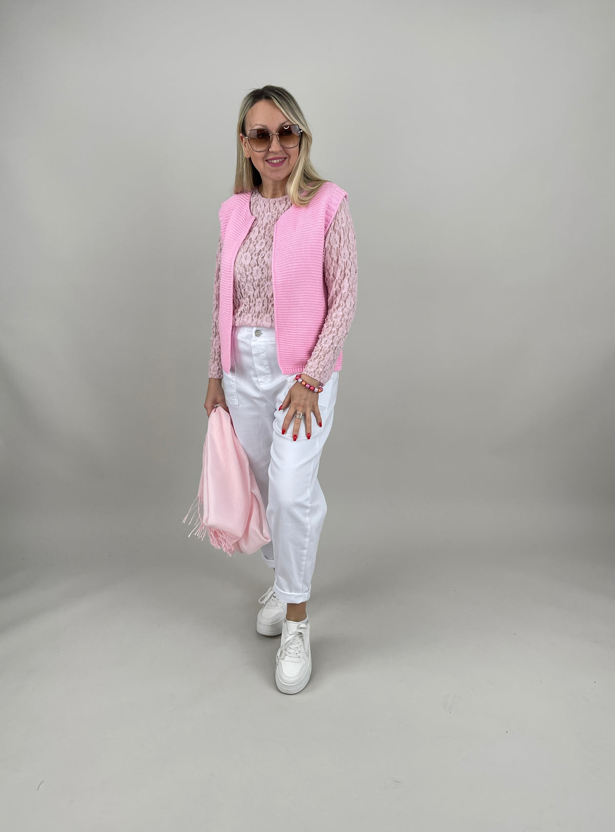 Strickweste in Rosa