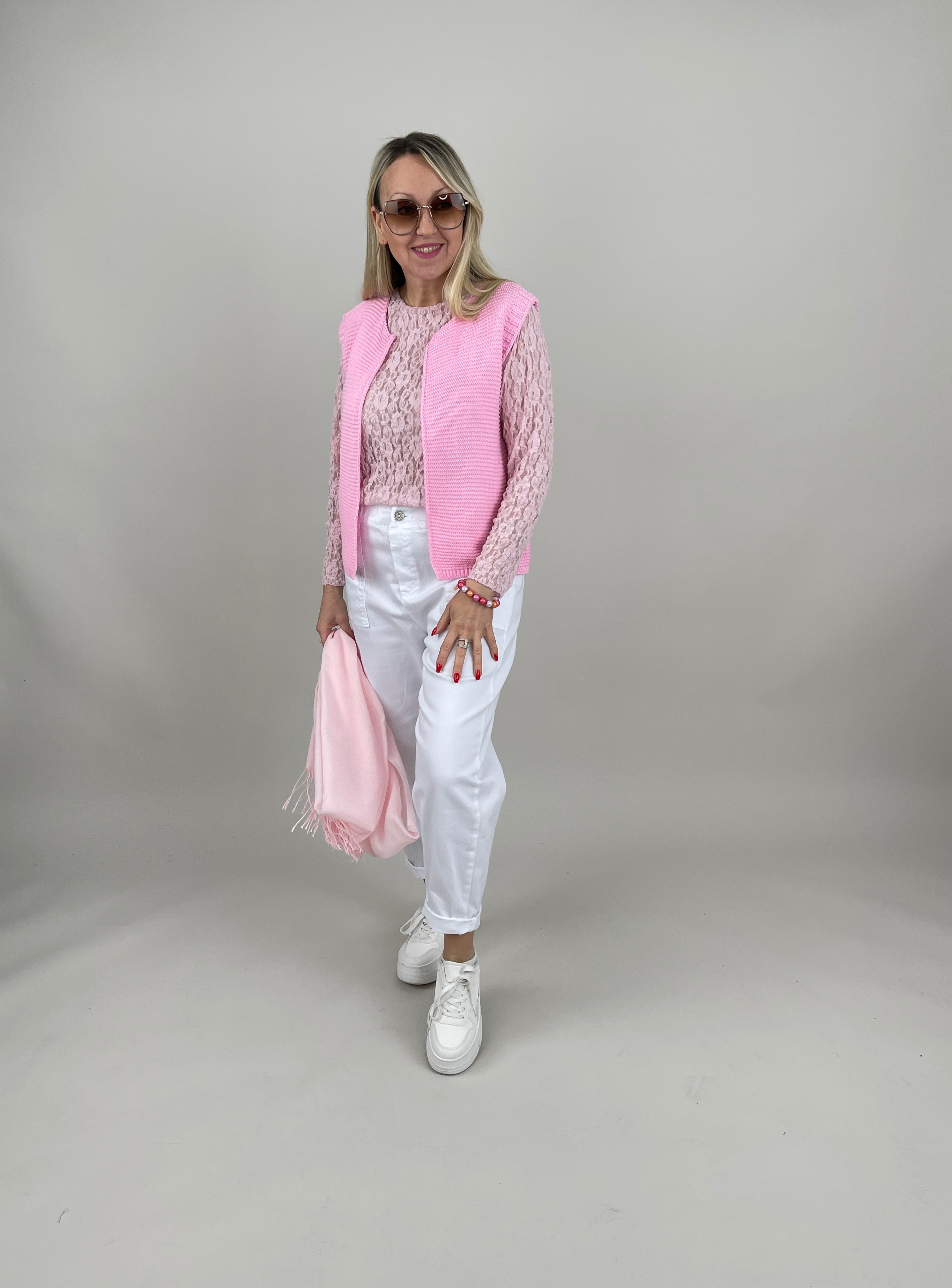 Strickweste in Rosa