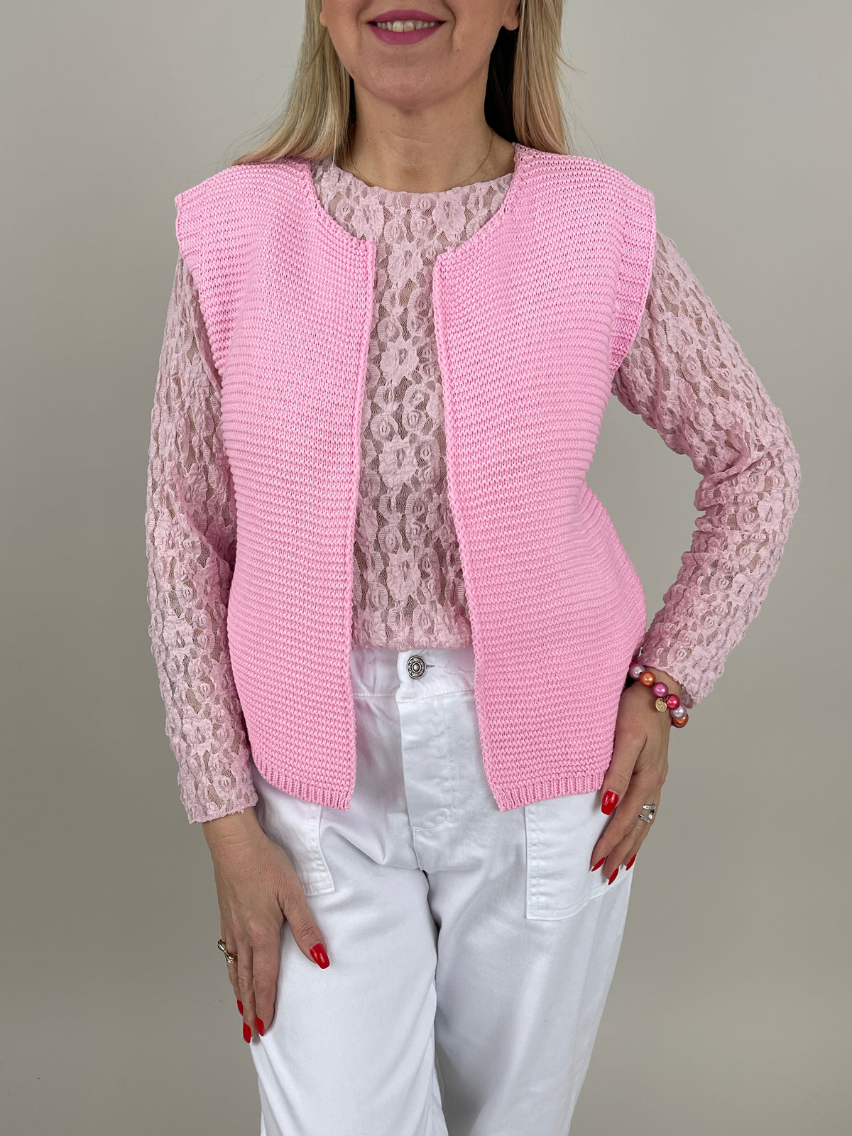 Strickweste in Rosa