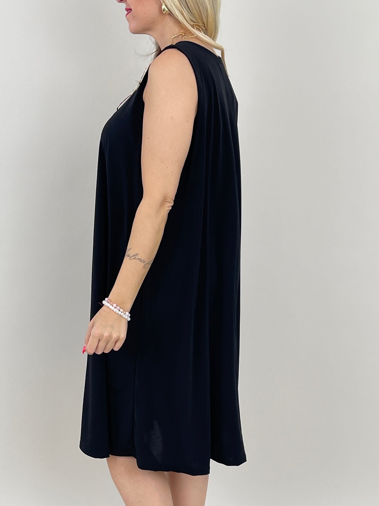 Kleid Kofferstoff Uni in Schwarz