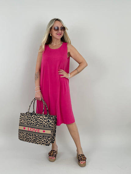 Kleid Kofferstoff Uni in Pink Artikel 6130
