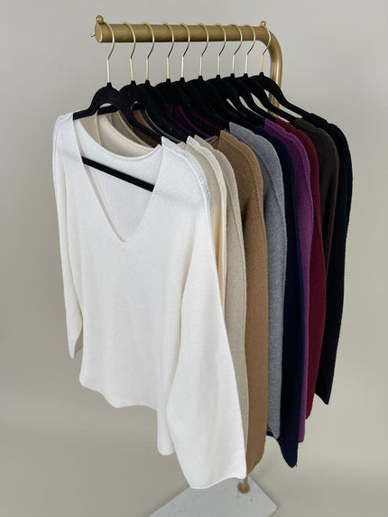 Pullover Uni V-Ausschnitt in versch. Farben Art. 6413