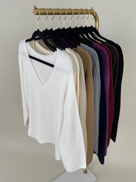 Pullover Uni V-Ausschnitt in versch. Farben Art. 6413