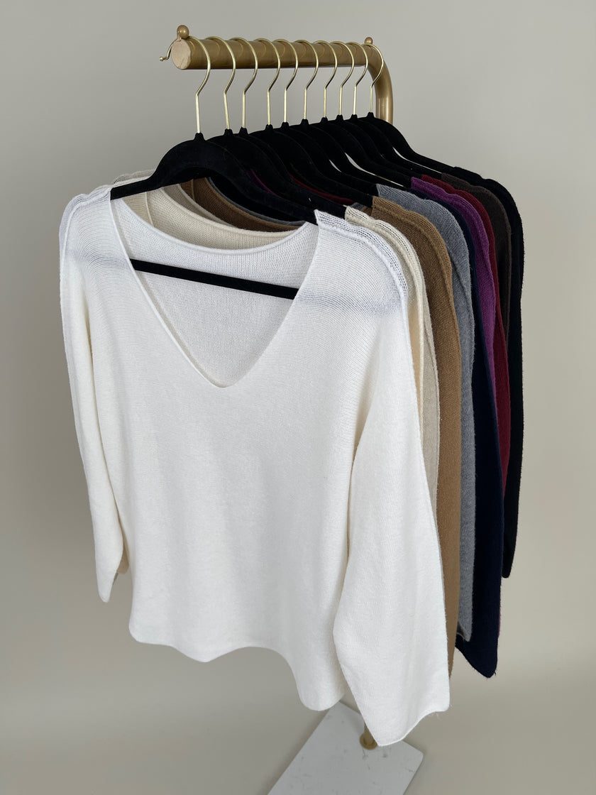 Pullover Uni V-Ausschnitt in versch. Farben Art. 6413