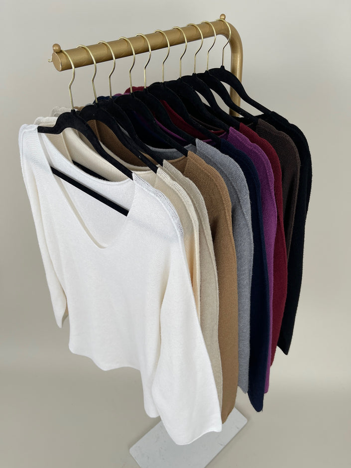 Pullover Uni V-Ausschnitt in versch. Farben Art. 6413