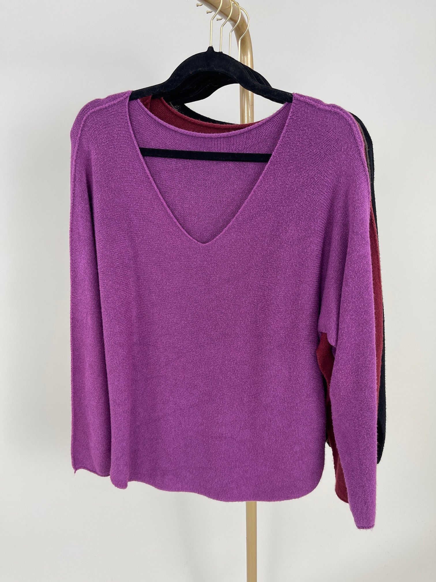 Pullover Uni V-Ausschnitt in versch. Farben Art. 6413