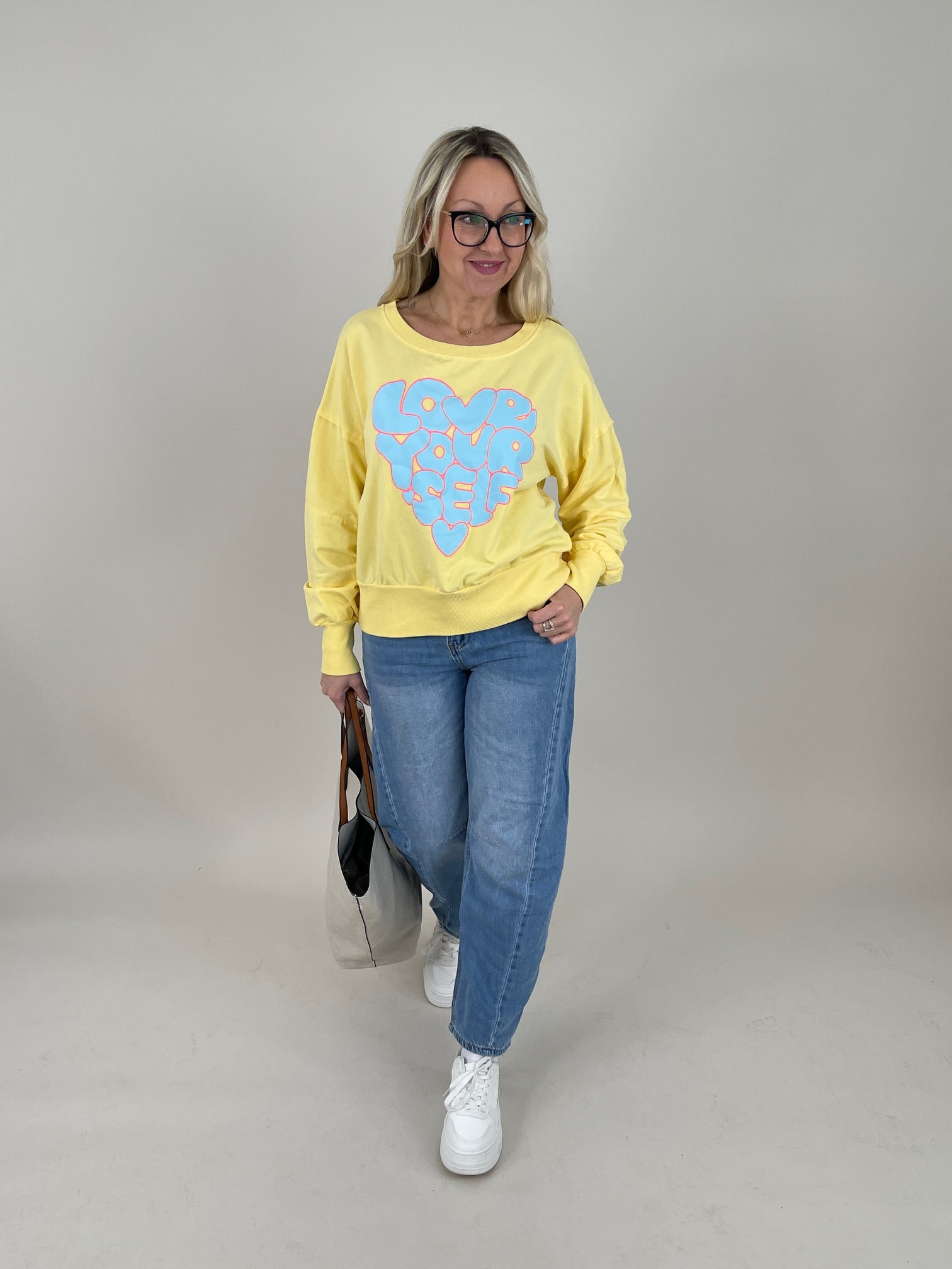 Sweatshirt mit Schriftzug in Gelb Art. 6763
