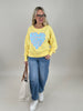 Sweatshirt mit Schriftzug in Gelb