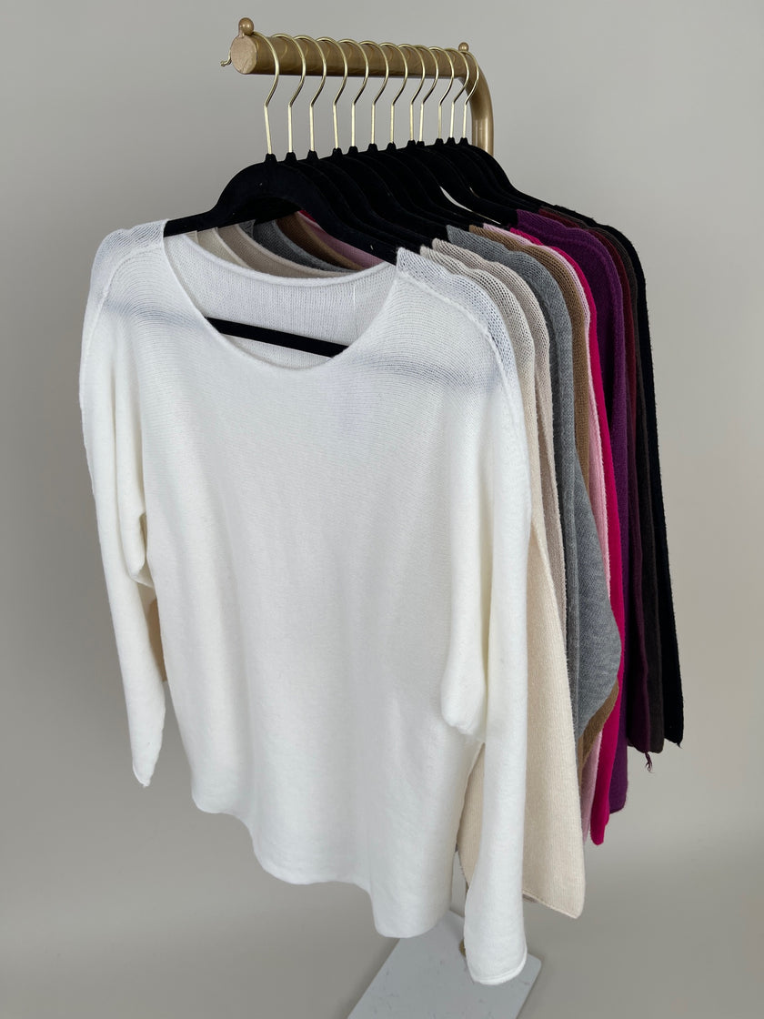 Pullover Uni Rundhals-Ausschnitt in versch. Farben Art. 6414