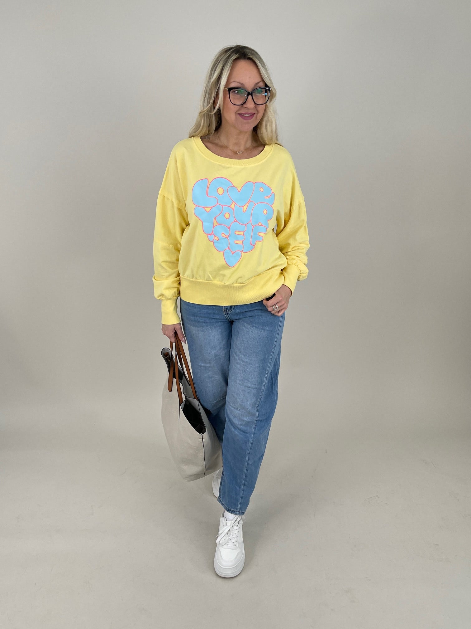Sweatshirt mit Schriftzug in Gelb Art. 6763
