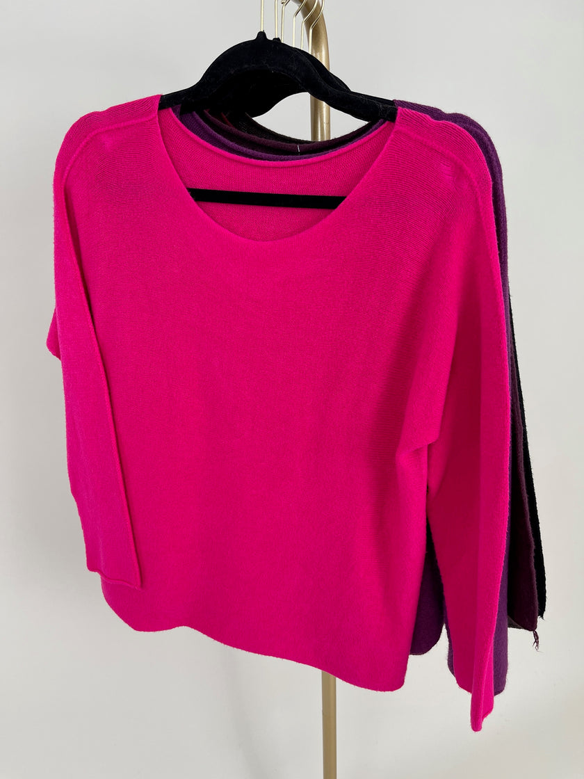 Pullover Uni Rundhals-Ausschnitt in versch. Farben Art. 6414