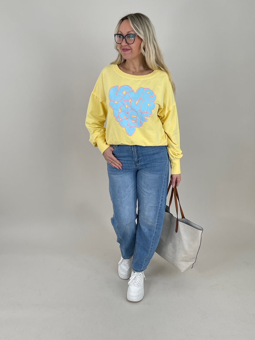 Sweatshirt mit Schriftzug in Gelb Art. 6763