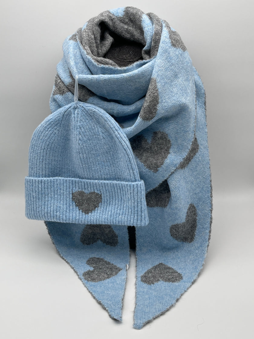 Set Schal&Mütze Herzen in versch. Farben Art. 6552