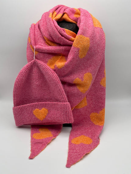 Set Schal&Mütze Herzen in versch. Farben Art. 6552